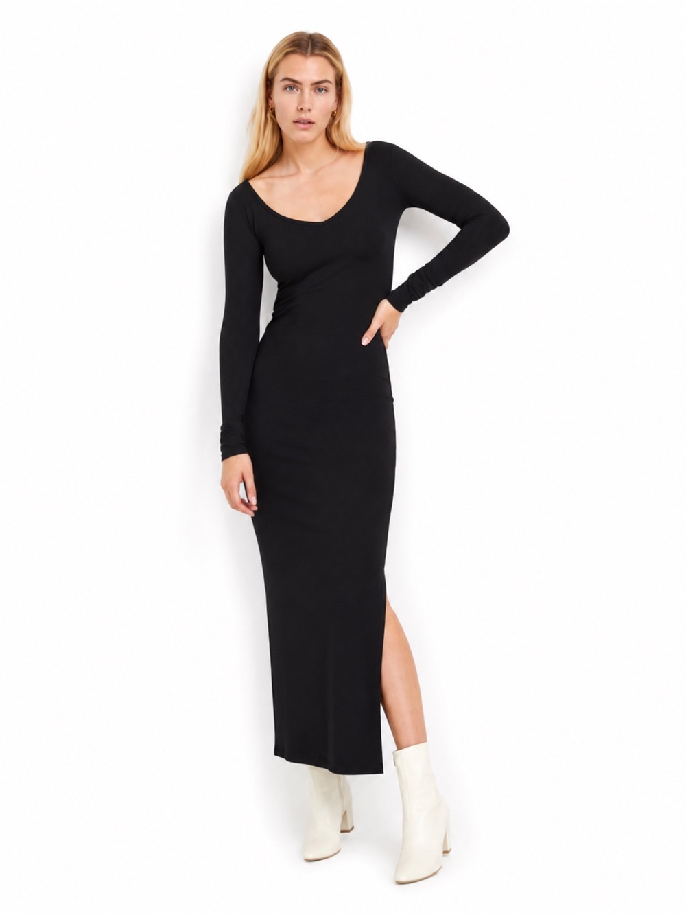 MARCELLA S Dress Black Long Sleeve 0093 maxi long sleeve Bodycon squares